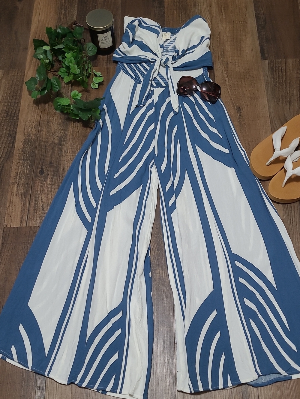 Strapless Tropical Jumpsuit - Picture 2 of 7